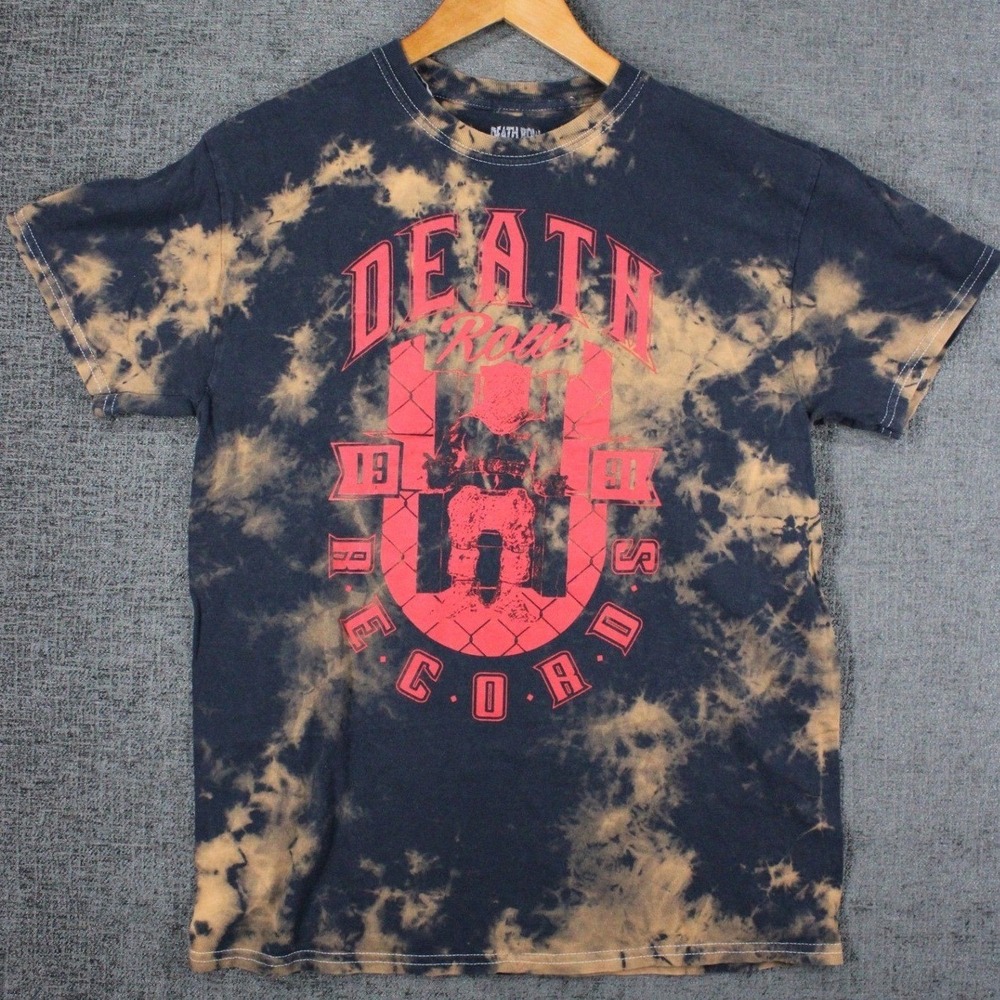 Death Row Records Acid Wash Tie Dye Graphic T-Shirt Navy Red Mens 1X - Picture 2 of 10